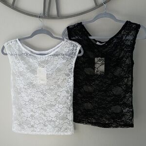 Elegant Lace Sheer Tops 2 Pc NWT